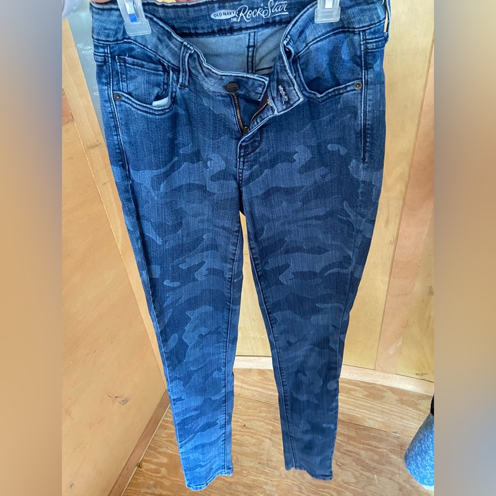 Camo print jeans
